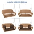 Jeco Honey Resin Wicker Hanging Porch Swing with Cushion in Brown