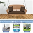 Jeco Honey Resin Wicker Hanging Porch Swing with Cushion in Brown