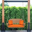 Jeco Honey Resin Wicker Hanging Porch Swing with Cushion in Orange