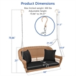 Jeco Honey Resin Wicker Hanging Porch Swing with Cushion in Black