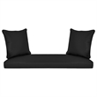 Jeco Honey Resin Wicker Hanging Porch Swing with Cushion in Black