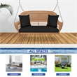 Jeco Honey Resin Wicker Hanging Porch Swing with Cushion in Black