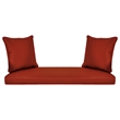 Jeco Honey Resin Wicker Hanging Porch Swing with Cushion in Red