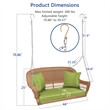 Jeco Honey Resin Wicker Hanging Porch Swing with Cushion in Green