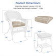Jeco 3 Piece Wicker Conversation Set in White with Tan Cushions