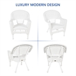 Jeco 3 Piece Wicker Conversation Set in White with Tan Cushions