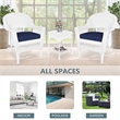 Jeco 3 Piece Wicker Conversation Set in White with Blue Cushions