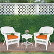 Jeco 3 Piece Wicker Conversation Set in White with Orange Cushions
