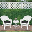 Jeco 3 Piece Wicker Conversation Set in White with Black Cushions