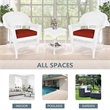 Jeco 3 Piece Wicker Conversation Set in White with Red Orange Cushions