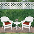 Jeco 3 Piece Wicker Conversation Set in White with Red Orange Cushions
