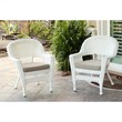 Jeco Wicker Chair in White with Tan Cushion (Set of 4)
