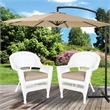 Jeco Wicker / Rattan Chair in White with Tan Cushion (Set of 2)