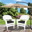Jeco Wicker Chair in White with Black Cushion (Set of 2)