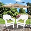 Jeco Wicker Chair in White with Green Cushion (Set of 2)
