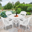 Jeco 5 Piece Resin Wicker Outdoor Patio Dining Set in White