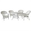 Jeco 5 Piece Resin Wicker Outdoor Patio Dining Set in White