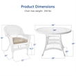 Jeco 5 Piece Resin Wicker Outdoor Patio Dining Set in White with Tan Cushion