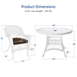 Jeco 5 Piece Resin Wicker Outdoor Patio Dining Set in White with Brown Cushion