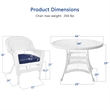 Jeco 5 Piece Resin Wicker Outdoor Patio Dining Set in White with Blue Cushion