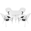 Jeco 5 Piece Resin Wicker Outdoor Patio Dining Set in White with Black Cushion
