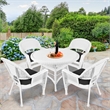 Jeco 5 Piece Resin Wicker Outdoor Patio Dining Set in White with Black Cushion