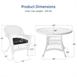 Jeco 5 Piece Resin Wicker Outdoor Patio Dining Set in White with Black Cushion
