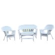 Jeco 4 Piece Resin Wicker Modern Patio Sofa Set in White
