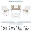 Jeco 4pc Wicker Conversation Set in White with Tan Cushions