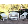 Jeco 4pc Wicker Conversation Set in White with Tan Cushions