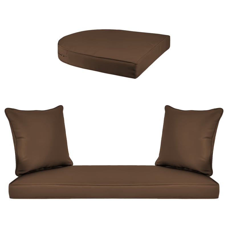 Jeco 4pc Wicker Conversation Set in White with Cocoa Brown Cushions