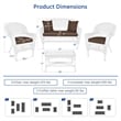 Jeco 4pc Wicker Conversation Set in White with Cocoa Brown Cushions