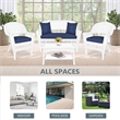 Jeco 4pc Wicker Conversation Set in White with Navy Blue Cushions