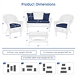 Jeco 4pc Wicker Conversation Set in White with Navy Blue Cushions