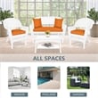 Jeco 4pc Wicker Conversation Set in White with Brick Orange Cushions