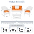 Jeco 4pc Wicker Conversation Set in White with Brick Orange Cushions