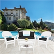 Jeco 4pc Wicker Conversation Set in White with Black Cushions