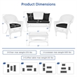 Jeco 4pc Wicker Conversation Set in White with Black Cushions