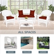 Jeco 4 Piece Resin Wicker Patio Conversation Set in White with Brick Red Cushion