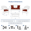 Jeco 4 Piece Resin Wicker Patio Conversation Set in White with Brick Red Cushion