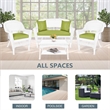 Jeco 4pc Wicker Conversation Set in White with Green Cushions