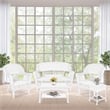 Jeco 5 Piece Resin Wicker Modern Patio Sofa Set in White