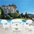 Jeco 5 Piece Resin Wicker Modern Patio Sofa Set in White