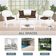 Jeco 5 Piece Resin Wicker Patio Conversation Set in White with Brown Cushions