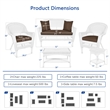 Jeco 5 Piece Resin Wicker Patio Conversation Set in White with Brown Cushions