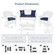 Jeco 5 Piece Resin Wicker Patio Conversation Set in White with Blue Cushions