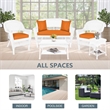 Jeco 5 Piece Resin Wicker Patio Conversation Set in White with Orange Cushions
