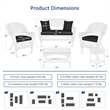 Jeco 5pc Wicker Conversation Set in White with Black Cushions