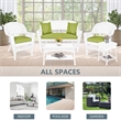 Jeco 5 Piece Resin Wicker Patio Conversation Set in White with Green Cushions