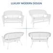 Jeco Wicker Patio Love Seat and Coffee Table Set in White without Cushion
